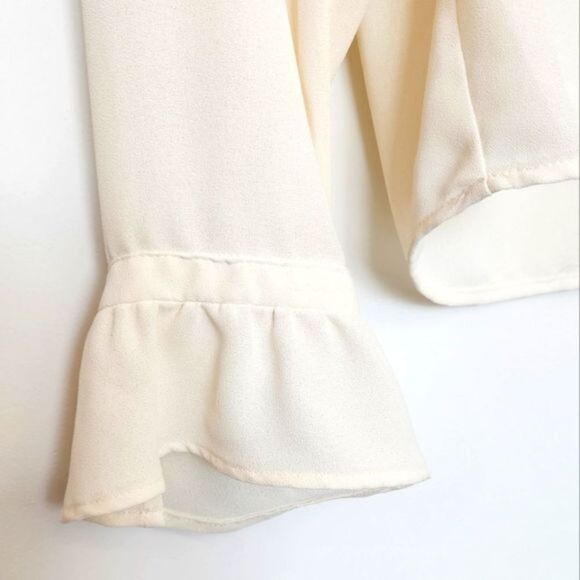 Zara Basic Collection Ivory Long-sleeve Ruffle Blouse - Picture 6 of 8